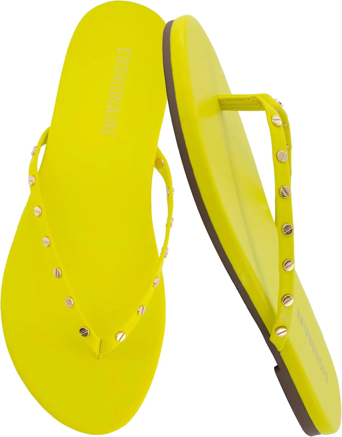 CUSHIONAIRE Confetti Womens Studded Flip Flop Sandal  Slip-On Thong with Memory Foam & Stylish Rivet Strap
