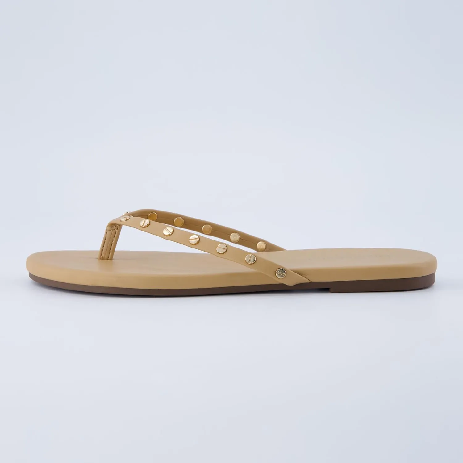 CUSHIONAIRE Confetti Womens Studded Flip Flop Sandal  Slip-On Thong with Memory Foam & Stylish Rivet Strap