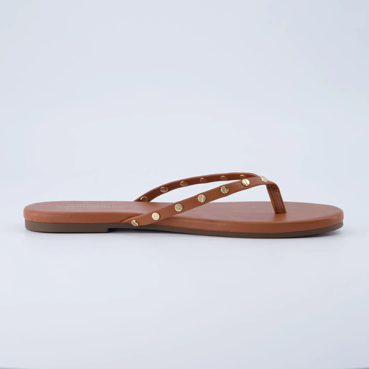 CUSHIONAIRE Confetti Womens Studded Flip Flop Sandal  Slip-On Thong with Memory Foam & Stylish Rivet Strap