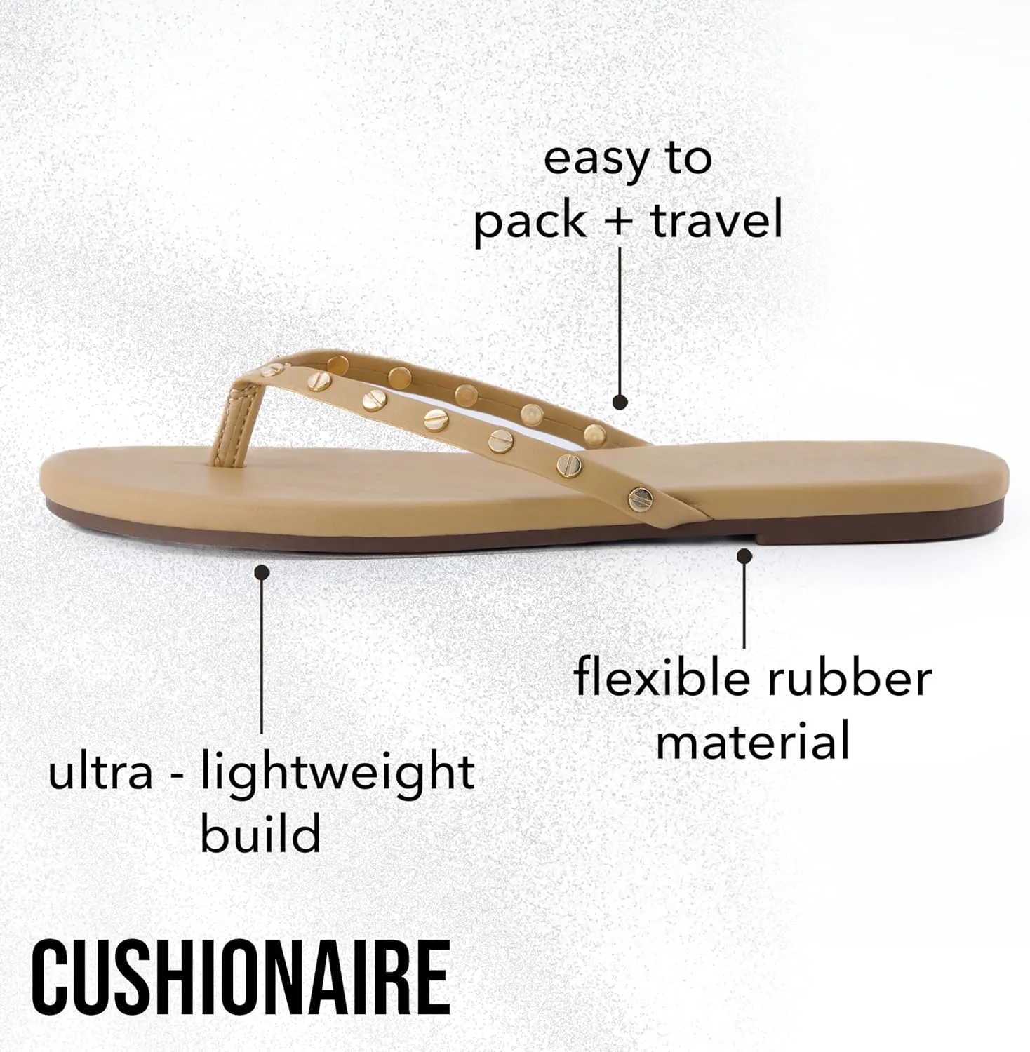 CUSHIONAIRE Confetti Womens Studded Flip Flop Sandal  Slip-On Thong with Memory Foam & Stylish Rivet Strap