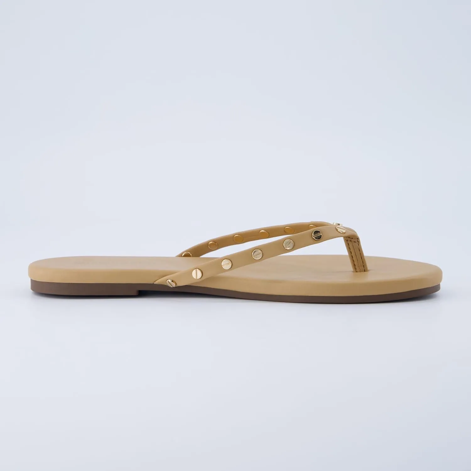 CUSHIONAIRE Confetti Womens Studded Flip Flop Sandal  Slip-On Thong with Memory Foam & Stylish Rivet Strap