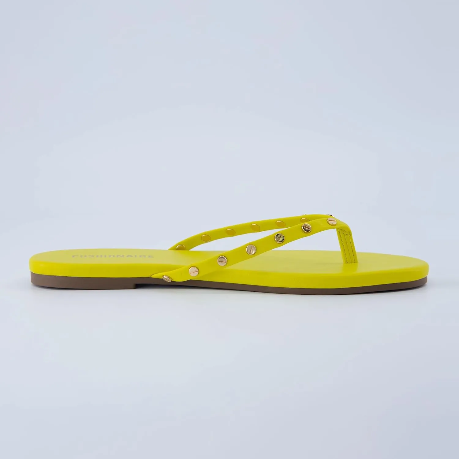 CUSHIONAIRE Confetti Womens Studded Flip Flop Sandal  Slip-On Thong with Memory Foam & Stylish Rivet Strap