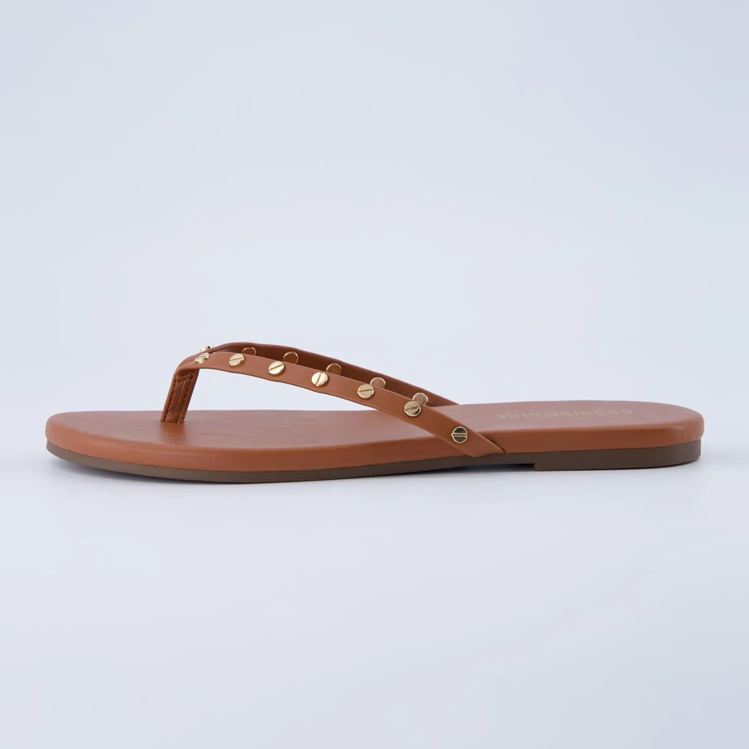 CUSHIONAIRE Confetti Womens Studded Flip Flop Sandal  Slip-On Thong with Memory Foam & Stylish Rivet Strap