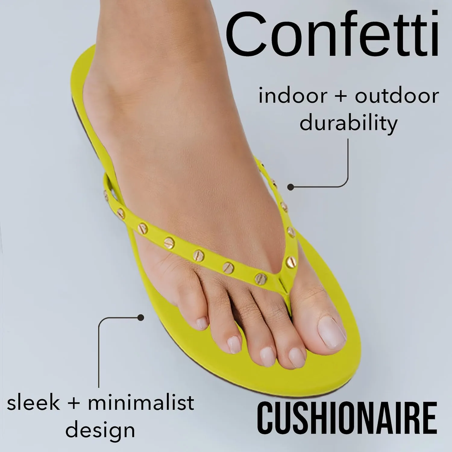 CUSHIONAIRE Confetti Womens Studded Flip Flop Sandal  Slip-On Thong with Memory Foam & Stylish Rivet Strap