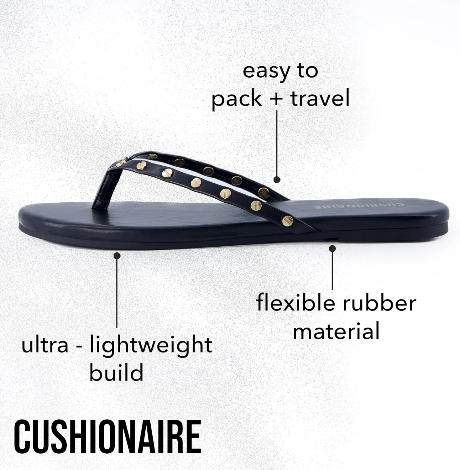 CUSHIONAIRE Confetti Womens Studded Flip Flop Sandal  Slip-On Thong with Memory Foam & Stylish Rivet Strap