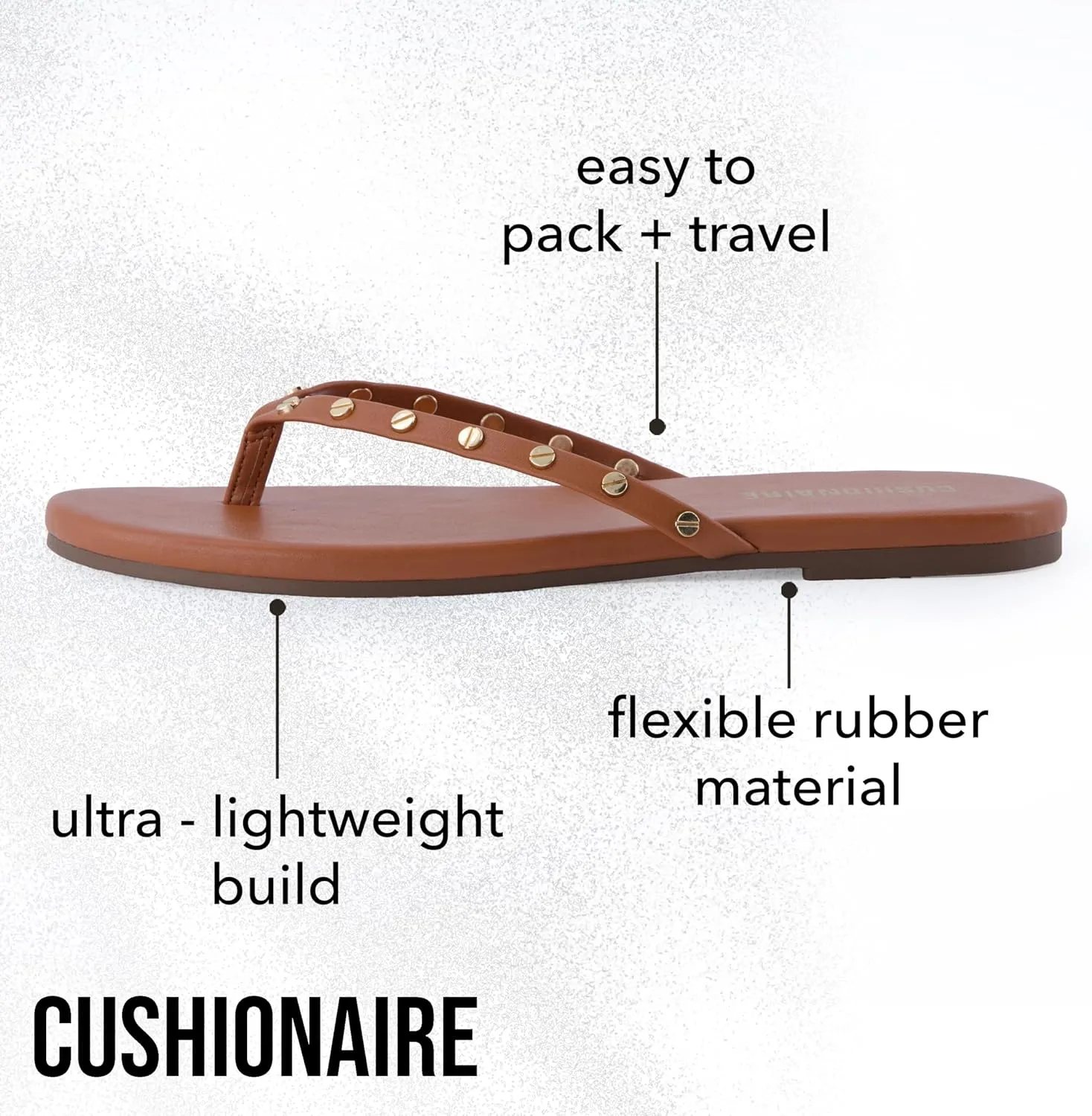 CUSHIONAIRE Confetti Womens Studded Flip Flop Sandal  Slip-On Thong with Memory Foam & Stylish Rivet Strap