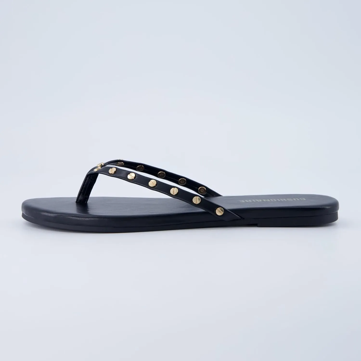 CUSHIONAIRE Confetti Womens Studded Flip Flop Sandal  Slip-On Thong with Memory Foam & Stylish Rivet Strap
