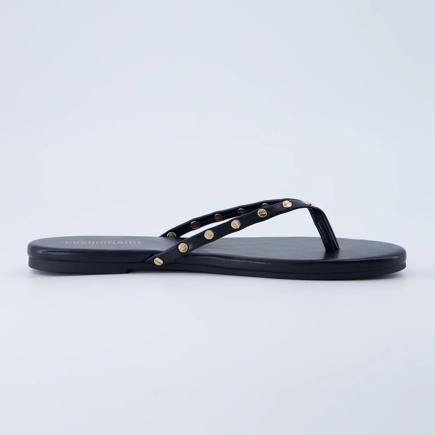 CUSHIONAIRE Confetti Womens Studded Flip Flop Sandal  Slip-On Thong with Memory Foam & Stylish Rivet Strap