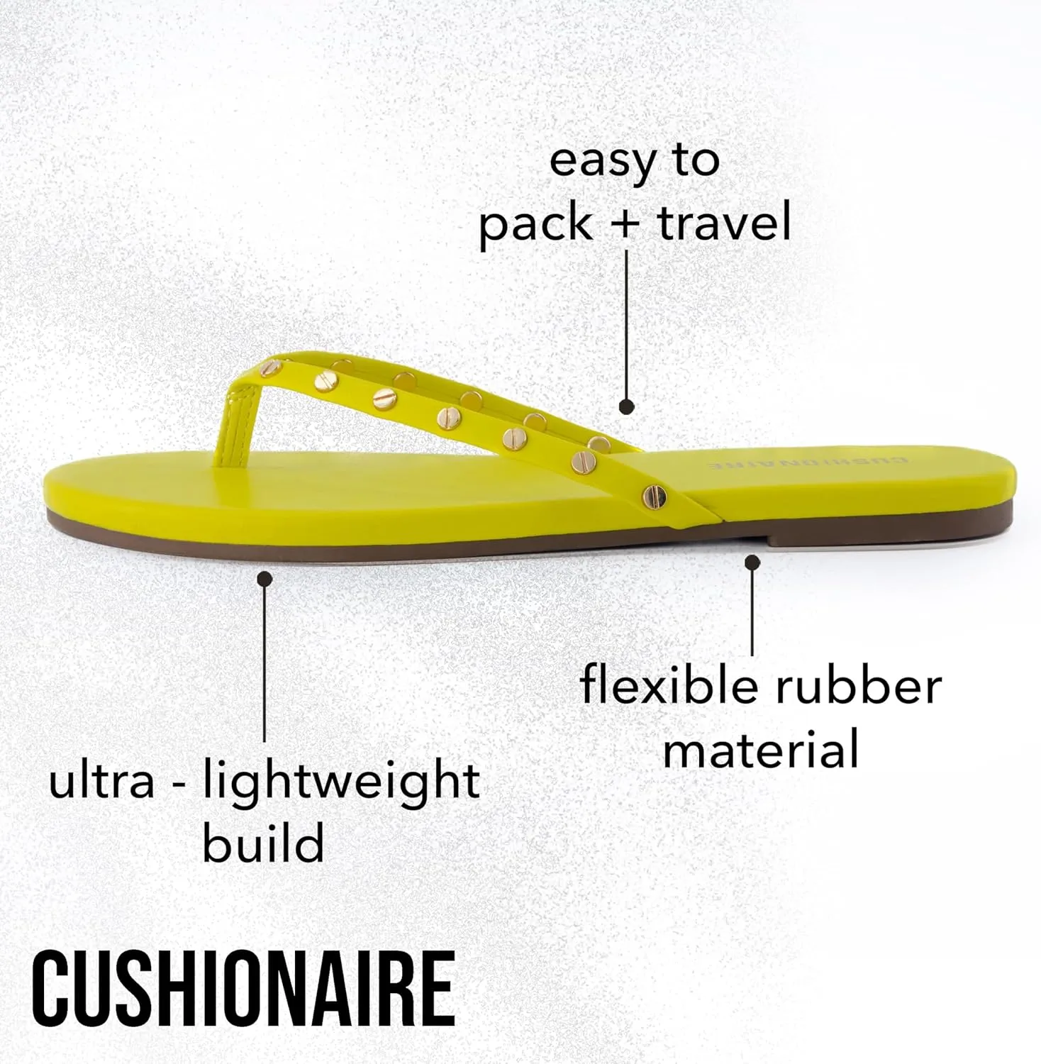 CUSHIONAIRE Confetti Womens Studded Flip Flop Sandal  Slip-On Thong with Memory Foam & Stylish Rivet Strap