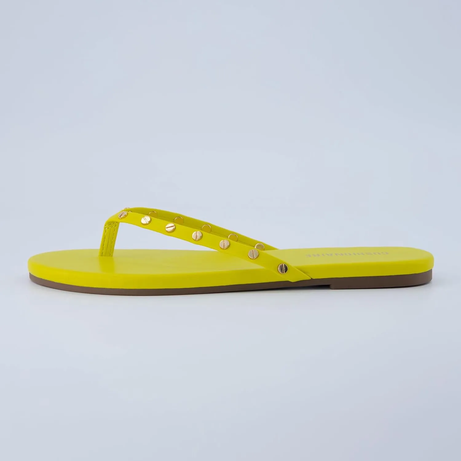 CUSHIONAIRE Confetti Womens Studded Flip Flop Sandal  Slip-On Thong with Memory Foam & Stylish Rivet Strap