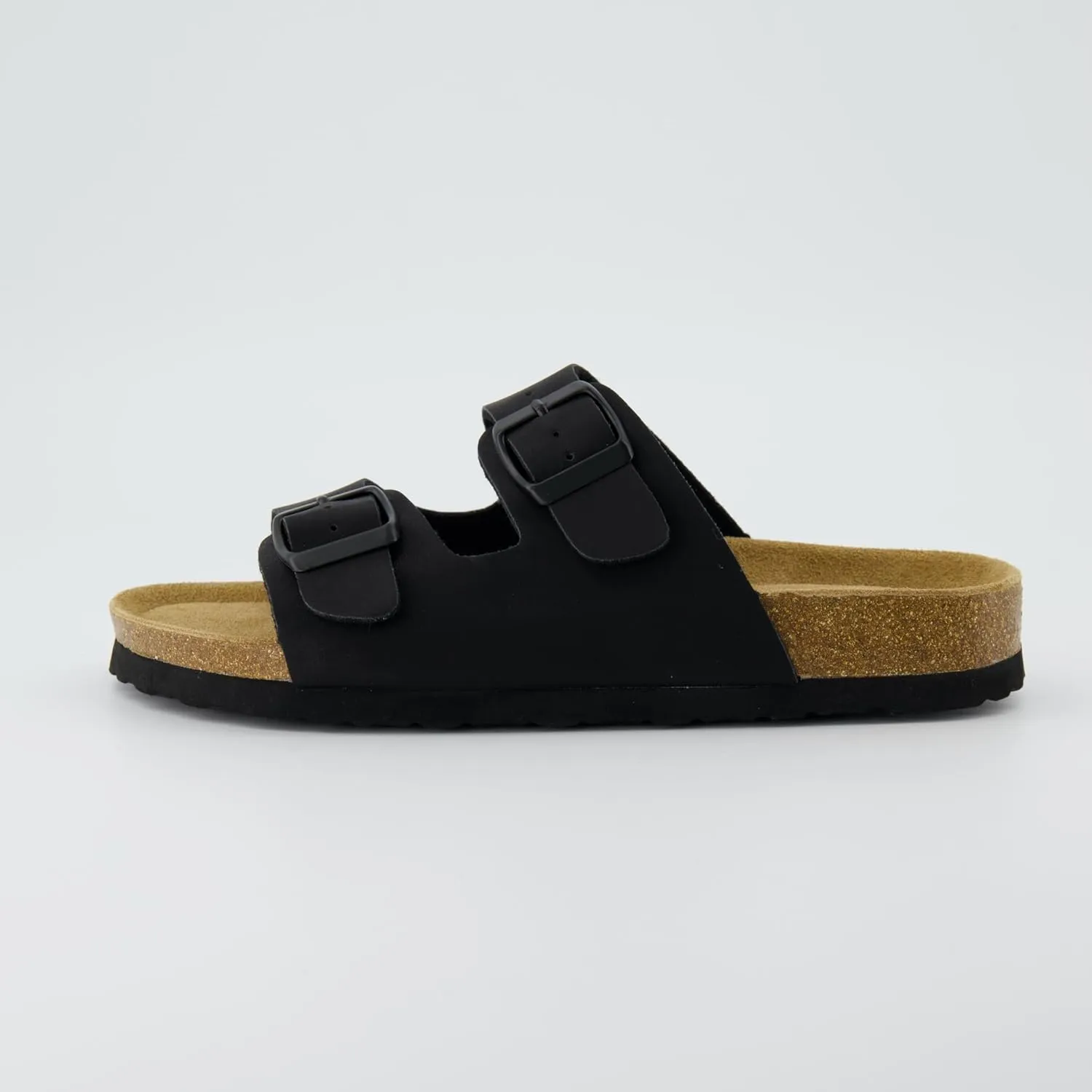 CUSHIONAIRE Lane Cork Footbed Sandals for Women  Comfortable Double Buckle Slip-On with Genuine Suede Footbed & Arch Support Slides for Women Footwear