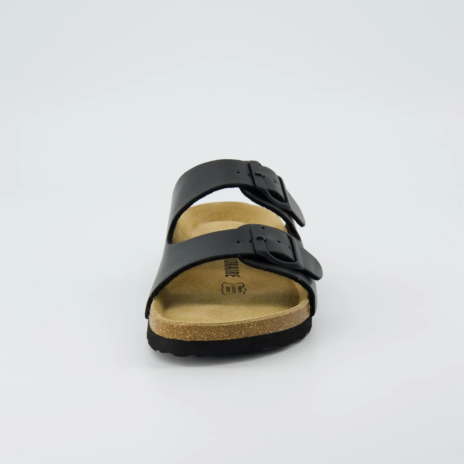 CUSHIONAIRE Lane Cork Footbed Sandals for Women  Comfortable Double Buckle Slip-On with Genuine Suede Footbed & Arch Support Slides for Women Footwear