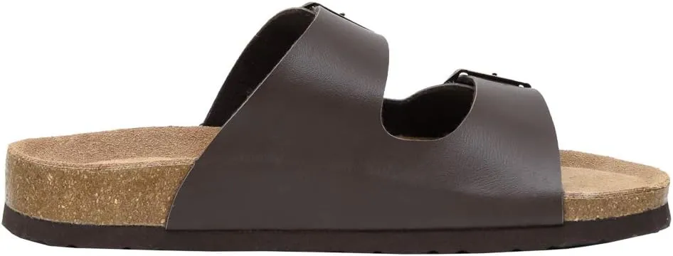 CUSHIONAIRE Lane Cork Footbed Sandals for Women  Comfortable Double Buckle Slip-On with Genuine Suede Footbed & Arch Support Slides for Women Footwear