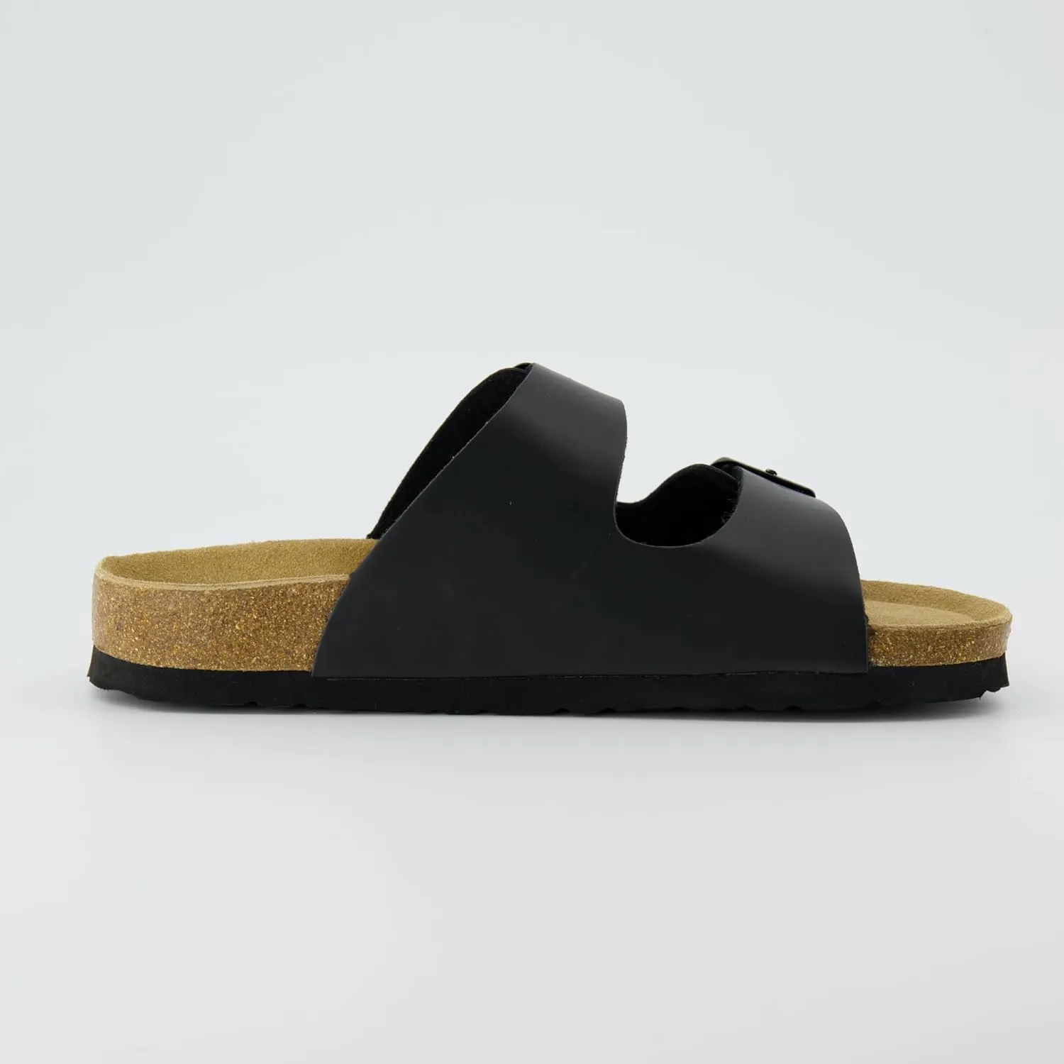 CUSHIONAIRE Lane Cork Footbed Sandals for Women  Comfortable Double Buckle Slip-On with Genuine Suede Footbed & Arch Support Slides for Women Footwear