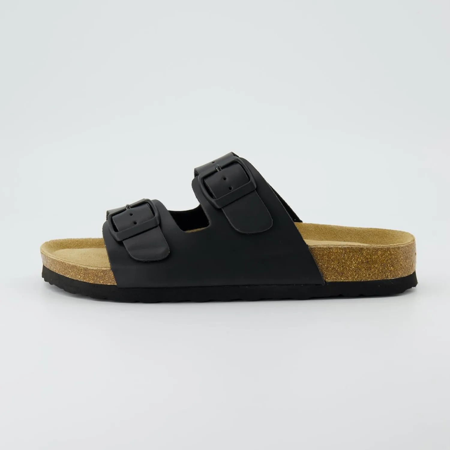 CUSHIONAIRE Lane Cork Footbed Sandals for Women  Comfortable Double Buckle Slip-On with Genuine Suede Footbed & Arch Support Slides for Women Footwear