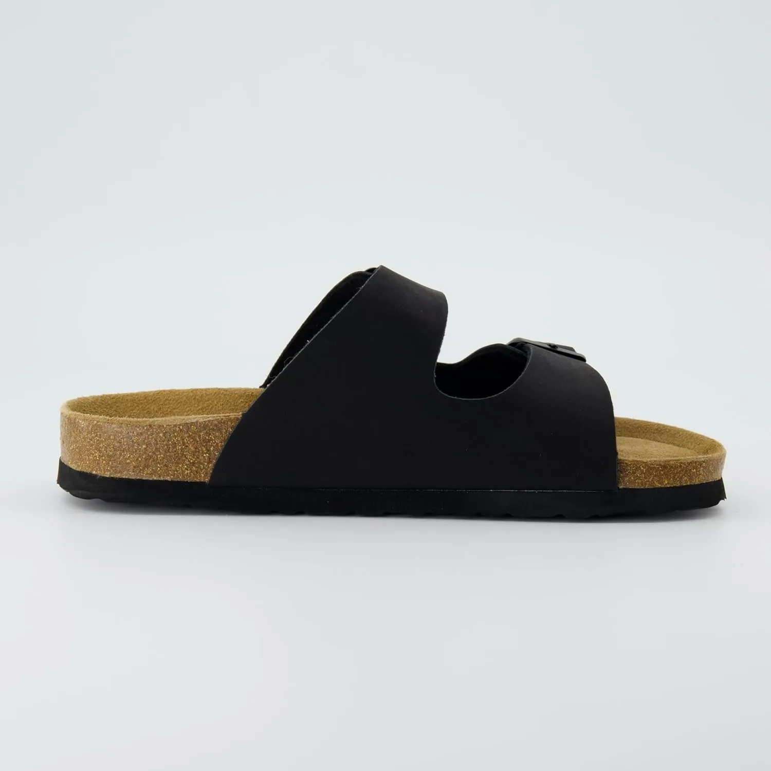 CUSHIONAIRE Lane Cork Footbed Sandals for Women  Comfortable Double Buckle Slip-On with Genuine Suede Footbed & Arch Support Slides for Women Footwear