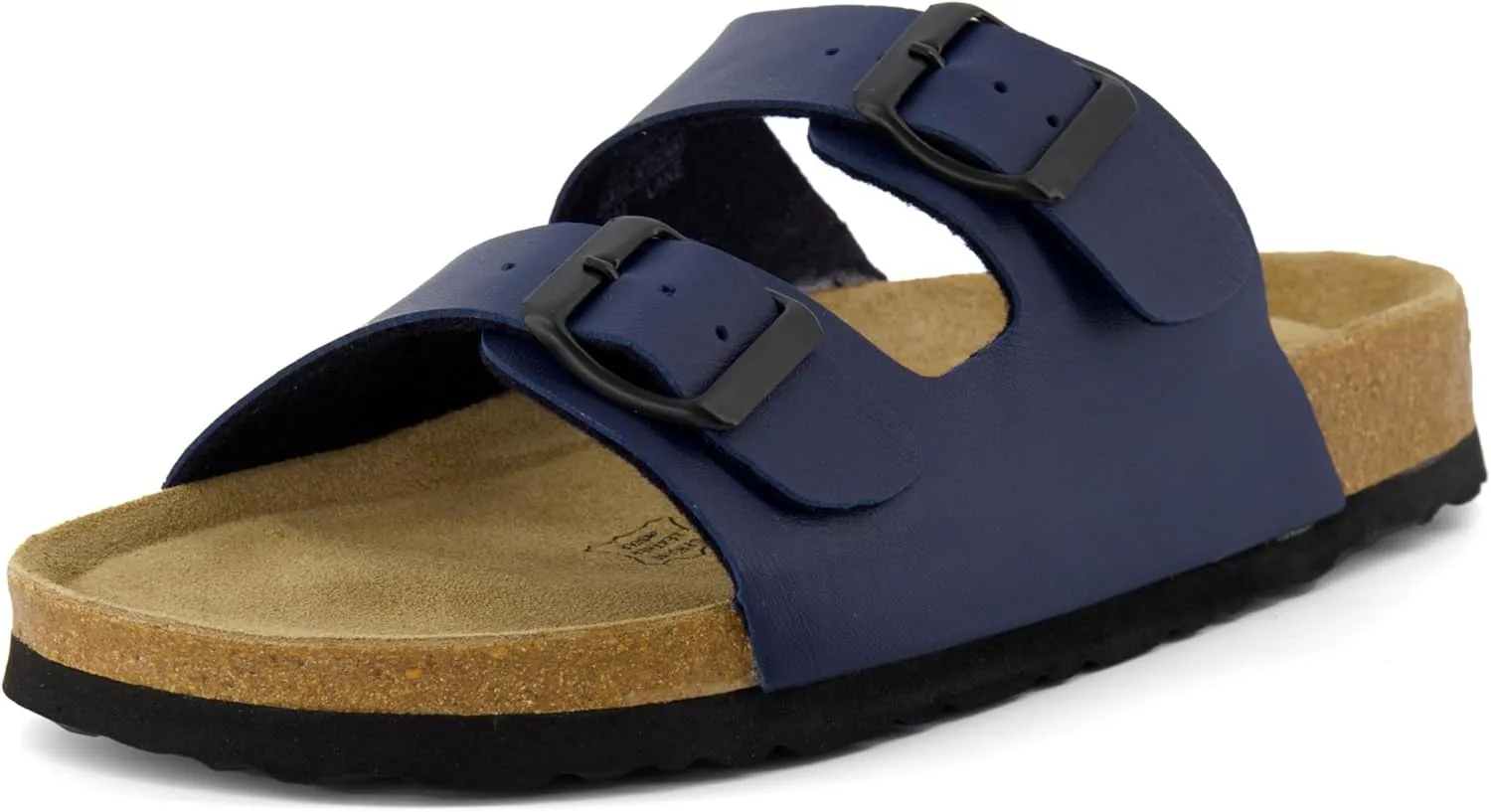 CUSHIONAIRE Lane Cork Footbed Sandals for Women  Comfortable Double Buckle Slip-On with Genuine Suede Footbed & Arch Support Slides for Women Footwear