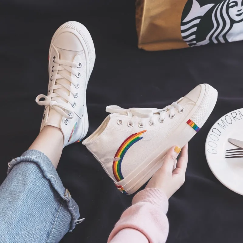 Cute Rainbow Design High Top Sneakers