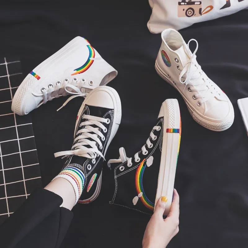 Cute Rainbow Design High Top Sneakers