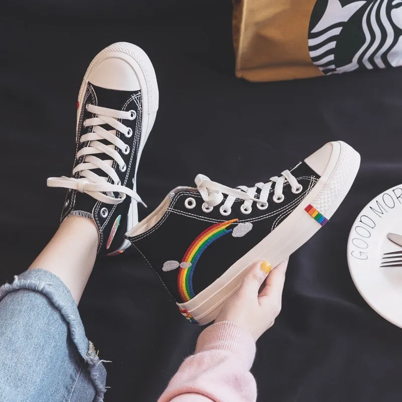Cute Rainbow Design High Top Sneakers