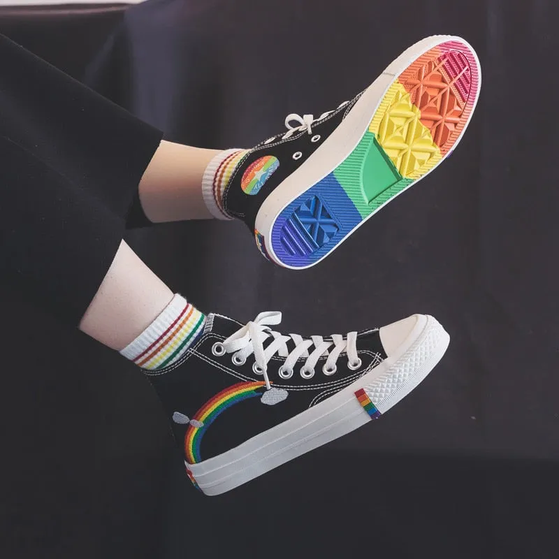 Cute Rainbow Design High Top Sneakers