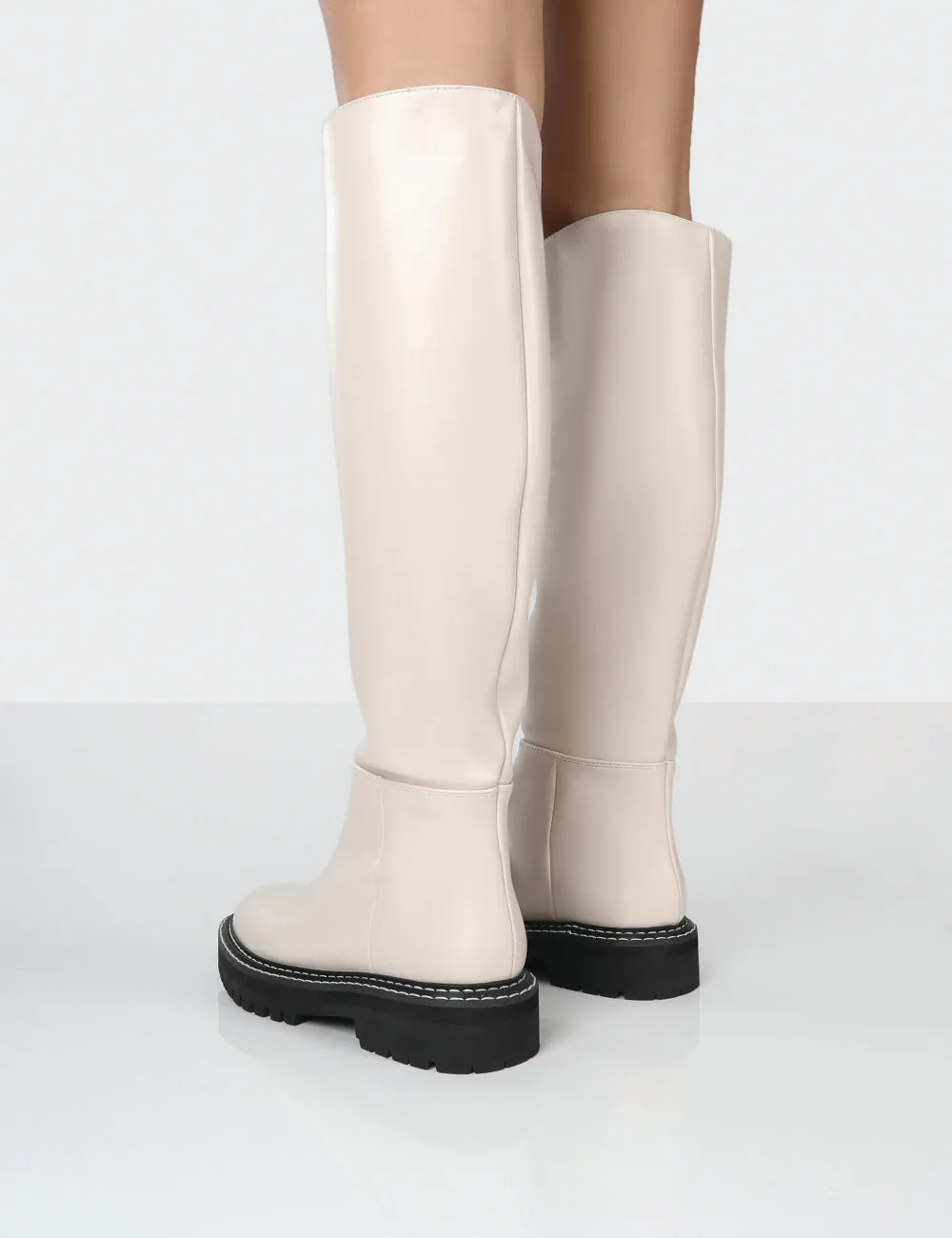 Dana Bone Pu Knee High Boots