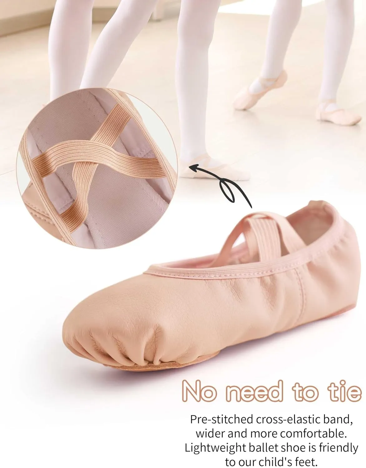 Daydance Toddler Girls Boys Ballet Shoes PU Leather Dance Slippers for Little/Big Kids