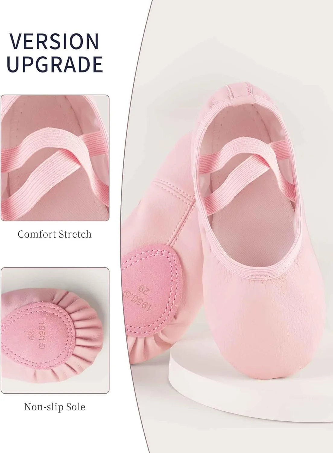 Daydance Toddler Girls Boys Ballet Shoes PU Leather Dance Slippers for Little/Big Kids