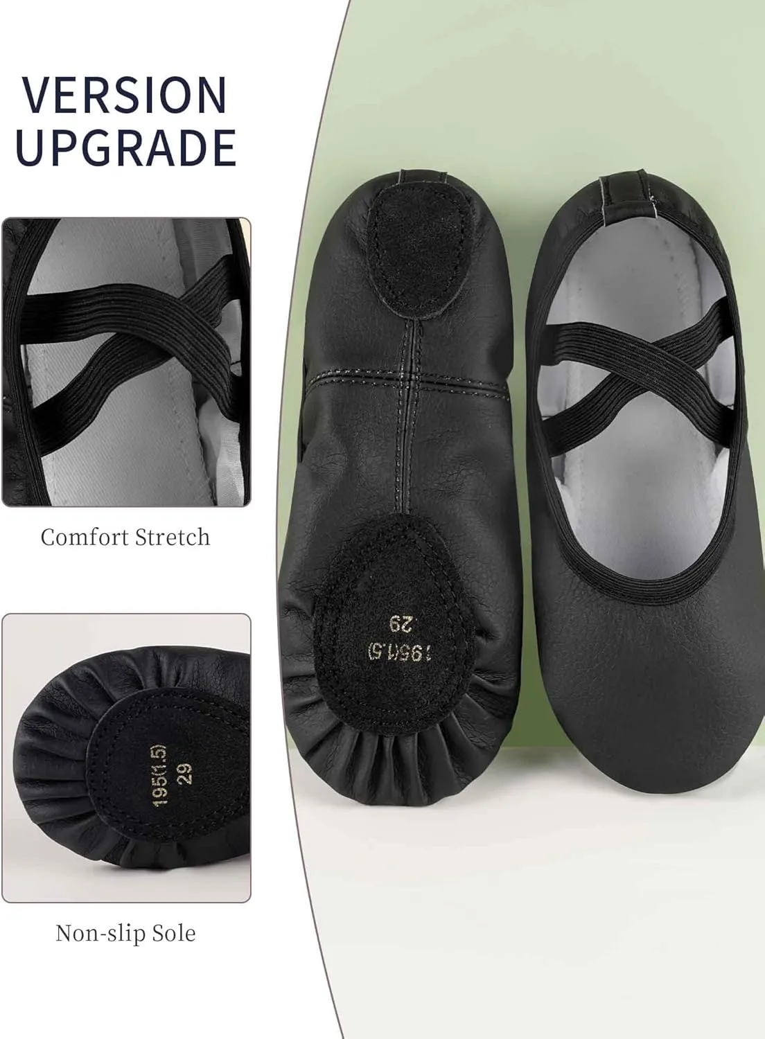 Daydance Toddler Girls Boys Ballet Shoes PU Leather Dance Slippers for Little/Big Kids