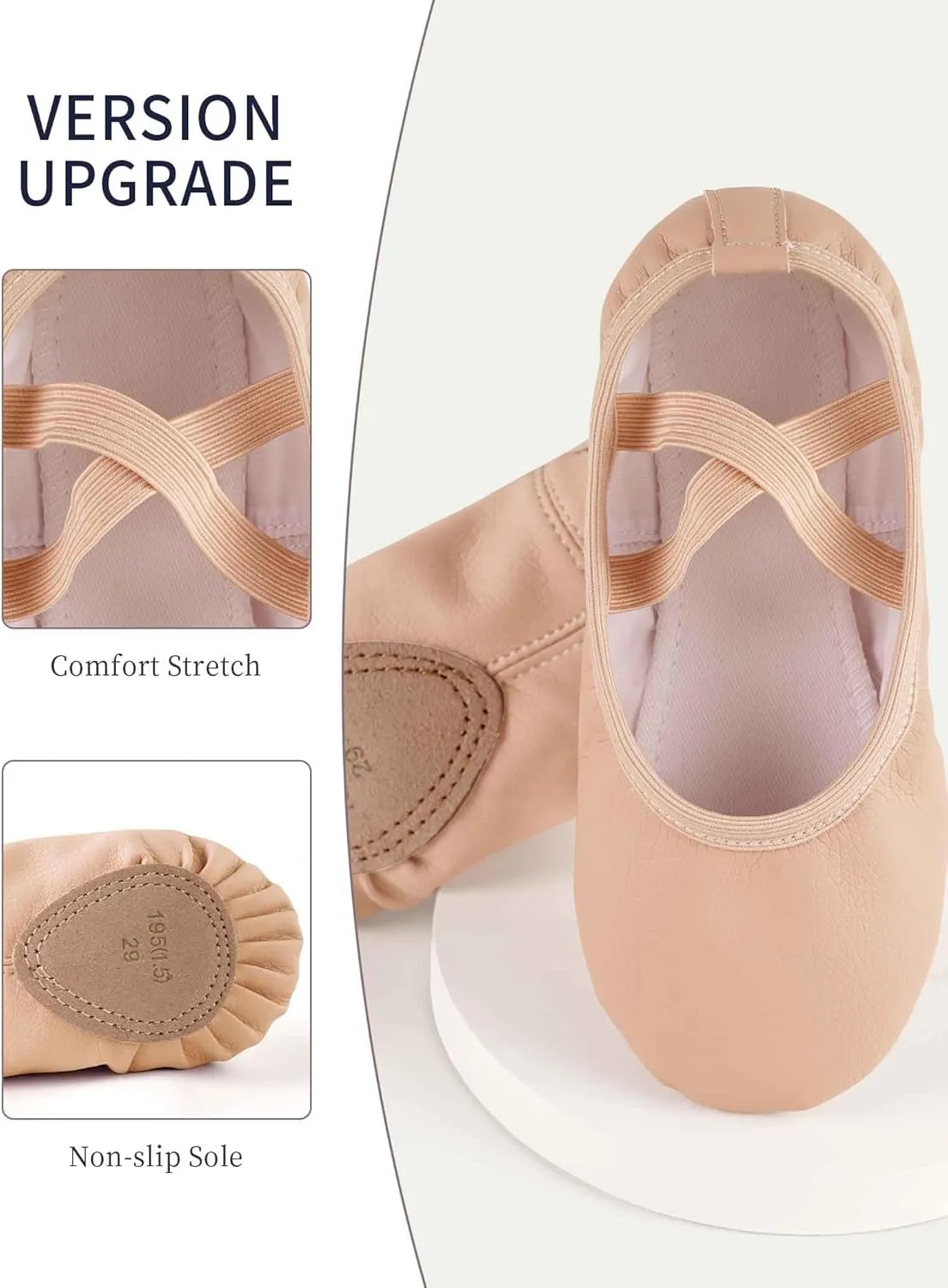 Daydance Toddler Girls Boys Ballet Shoes PU Leather Dance Slippers for Little/Big Kids
