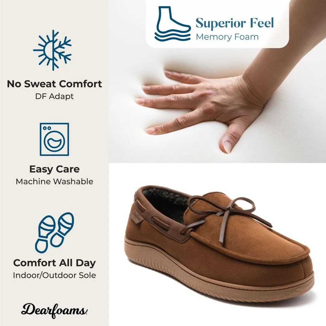 Dearfoams Men's Indoor Outdoor Breathable Pierce Moccasin Slipper