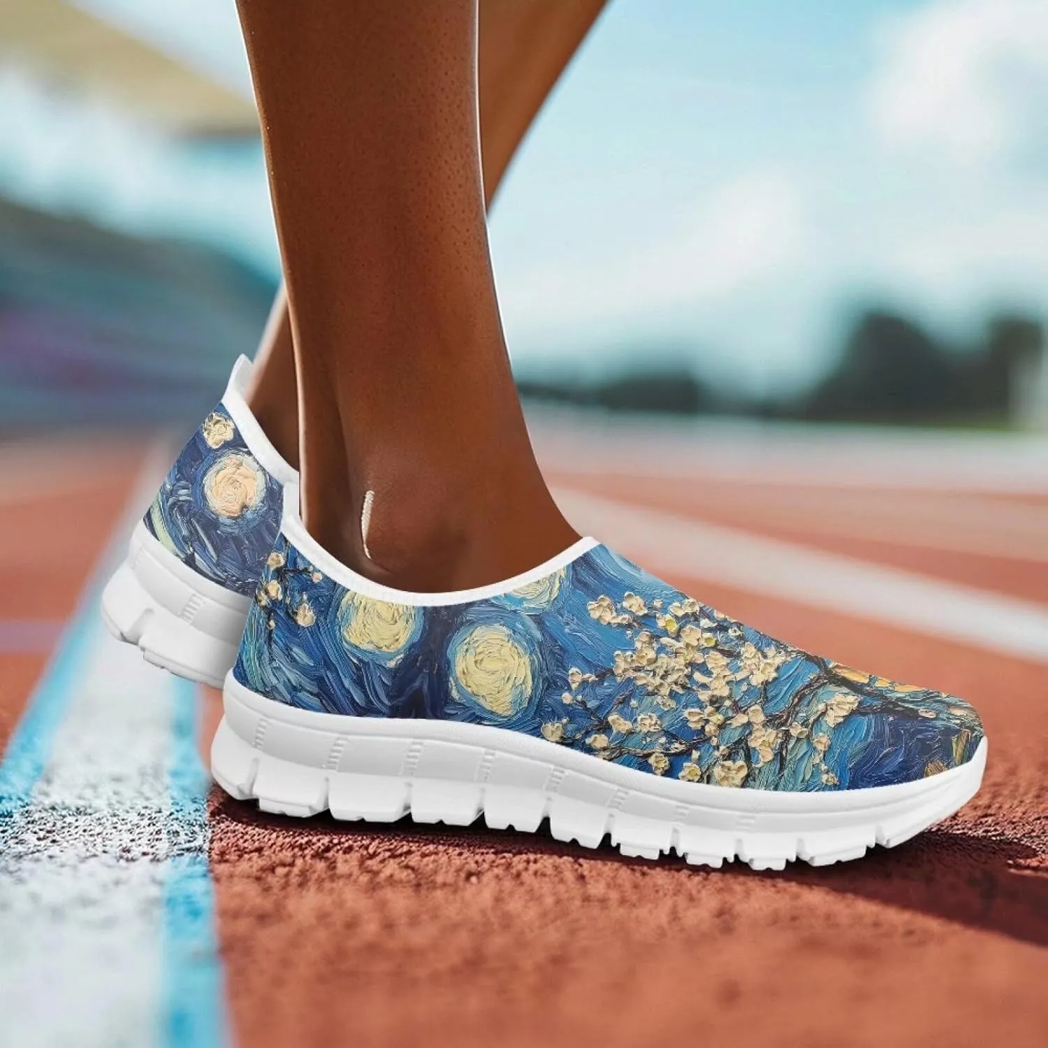 Doojoayie Art Printed Women Slip On Shoes for Ladies Tennis Shoes Daily Casual Footwear