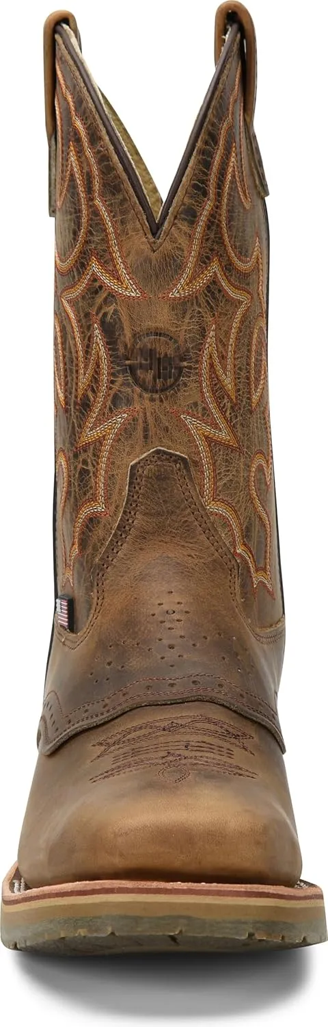 DOUBLE-H 11" Dwight Steel Toe Western Boots for Men - Texon Insole with Cork Inlay, Oil- and Slip-Resistant I.C.E. Outsole, EH-Rated and Made in USA