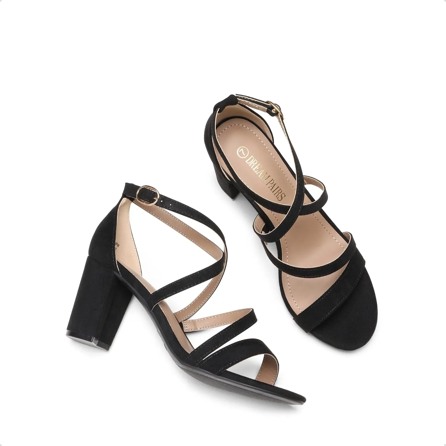 DREAM PAIRS Womens Ankle Strap Dress Pump Low Chunky Heel Sandals