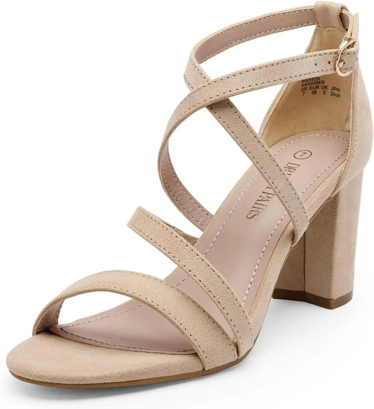 DREAM PAIRS Womens Ankle Strap Dress Pump Low Chunky Heel Sandals