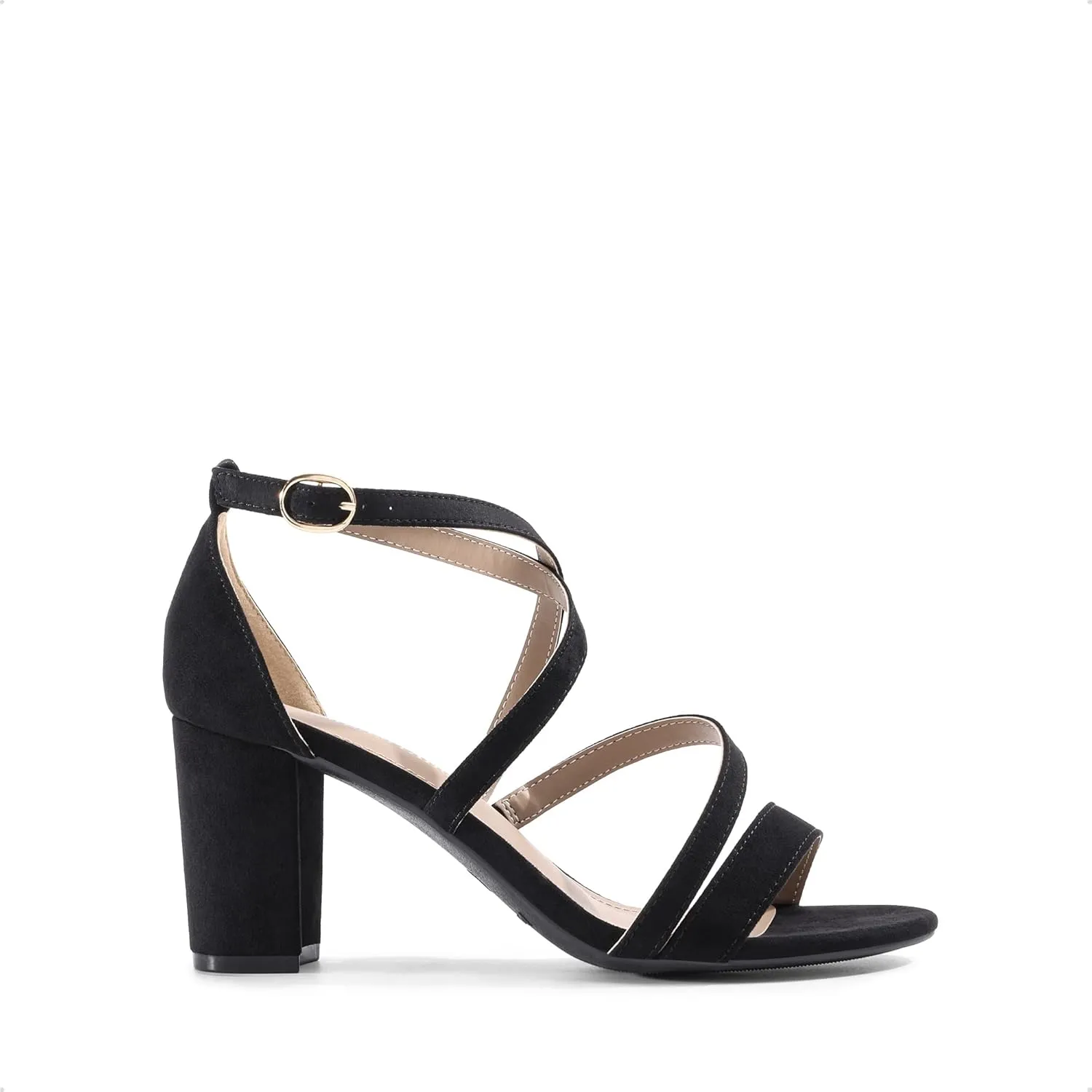DREAM PAIRS Womens Ankle Strap Dress Pump Low Chunky Heel Sandals