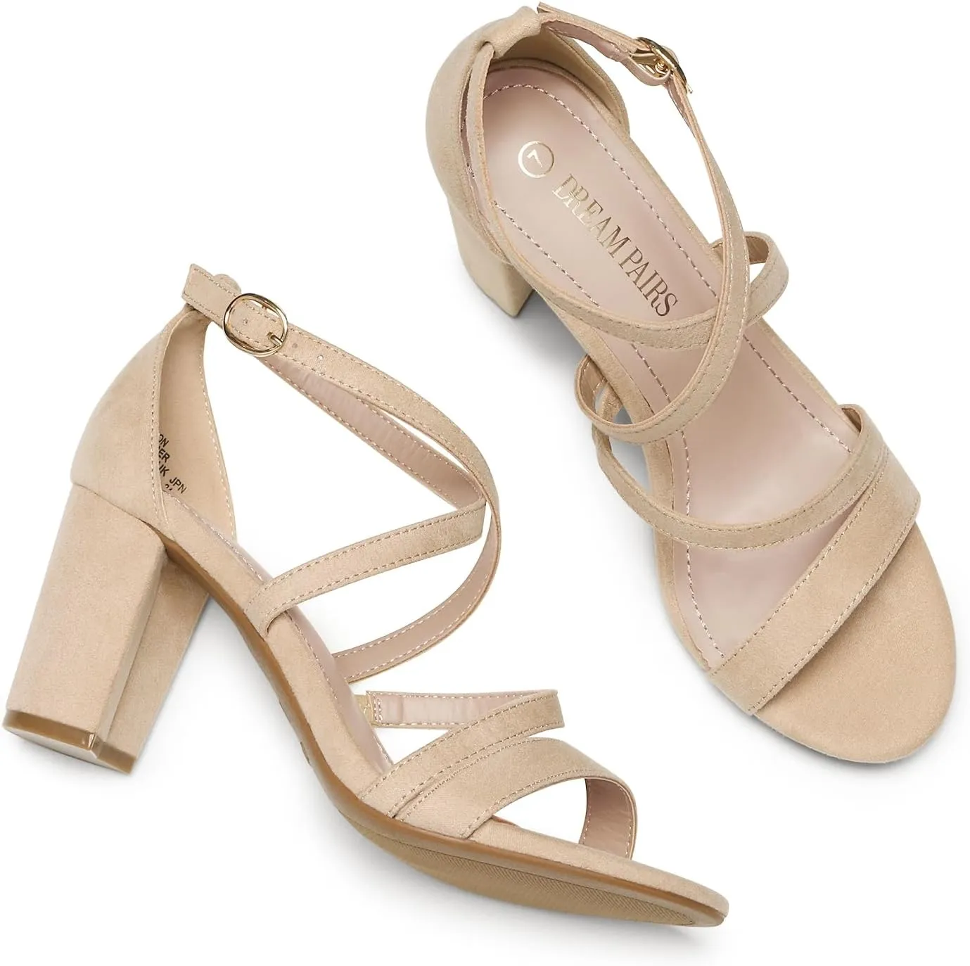 DREAM PAIRS Womens Ankle Strap Dress Pump Low Chunky Heel Sandals