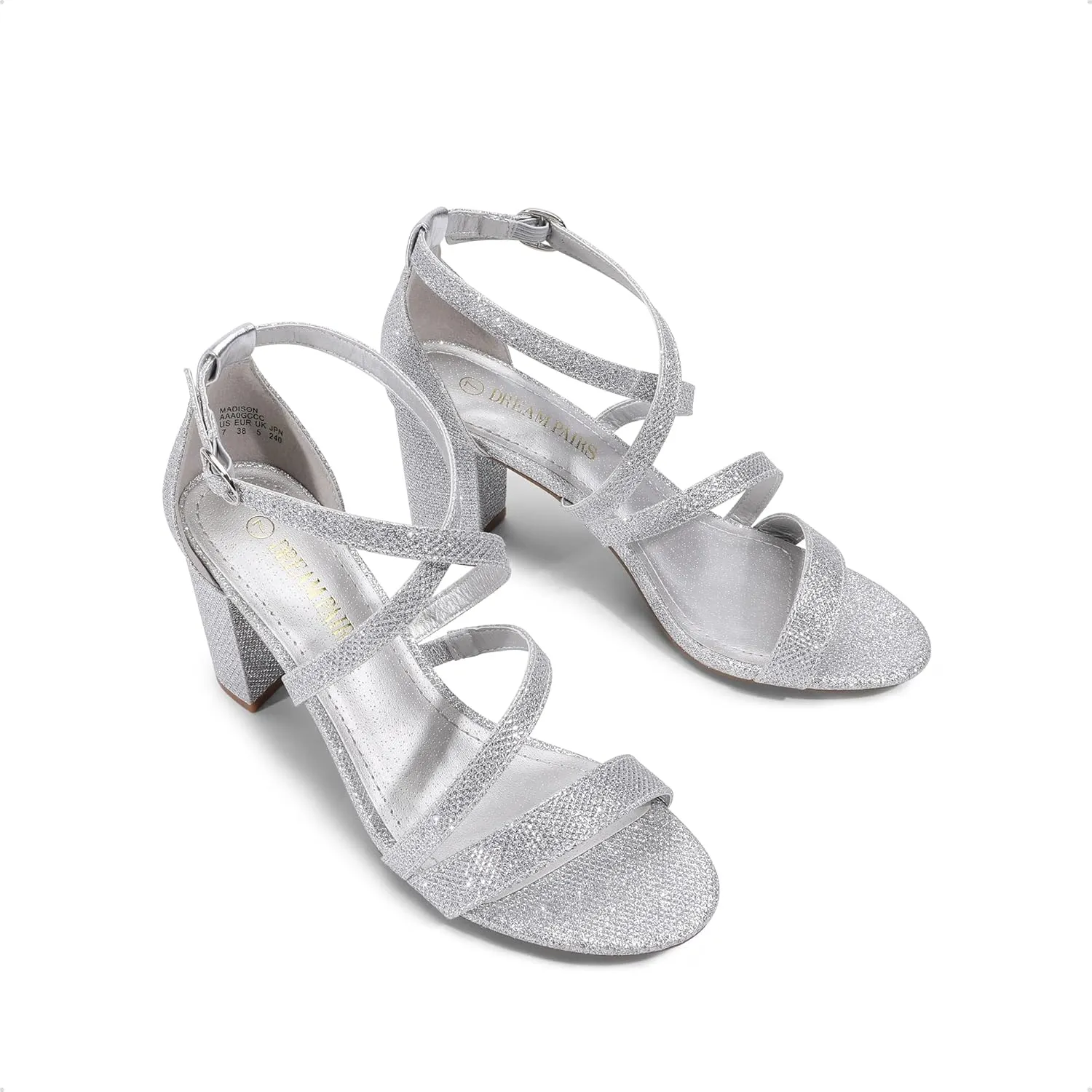 DREAM PAIRS Womens Ankle Strap Dress Pump Low Chunky Heel Sandals