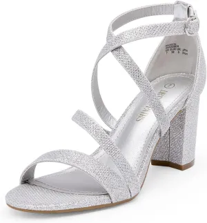 DREAM PAIRS Womens Ankle Strap Dress Pump Low Chunky Heel Sandals
