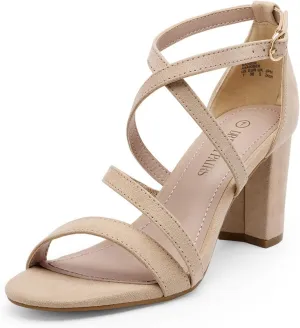 DREAM PAIRS Womens Ankle Strap Dress Pump Low Chunky Heel Sandals