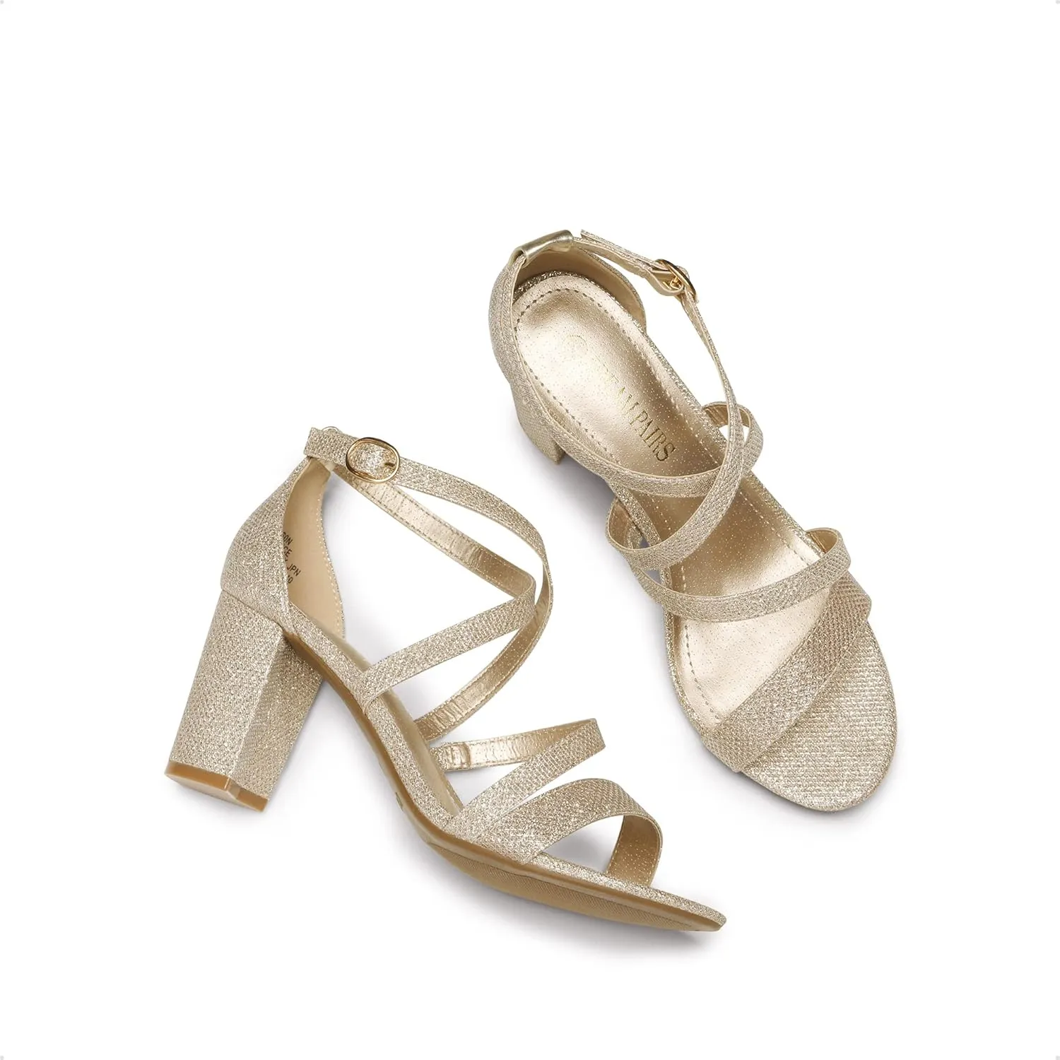 DREAM PAIRS Womens Ankle Strap Dress Pump Low Chunky Heel Sandals
