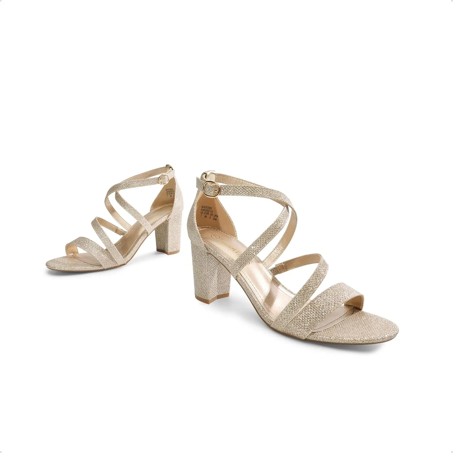 DREAM PAIRS Womens Ankle Strap Dress Pump Low Chunky Heel Sandals