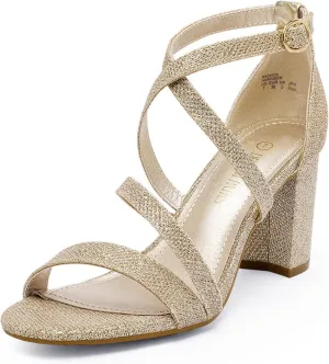 DREAM PAIRS Womens Ankle Strap Dress Pump Low Chunky Heel Sandals