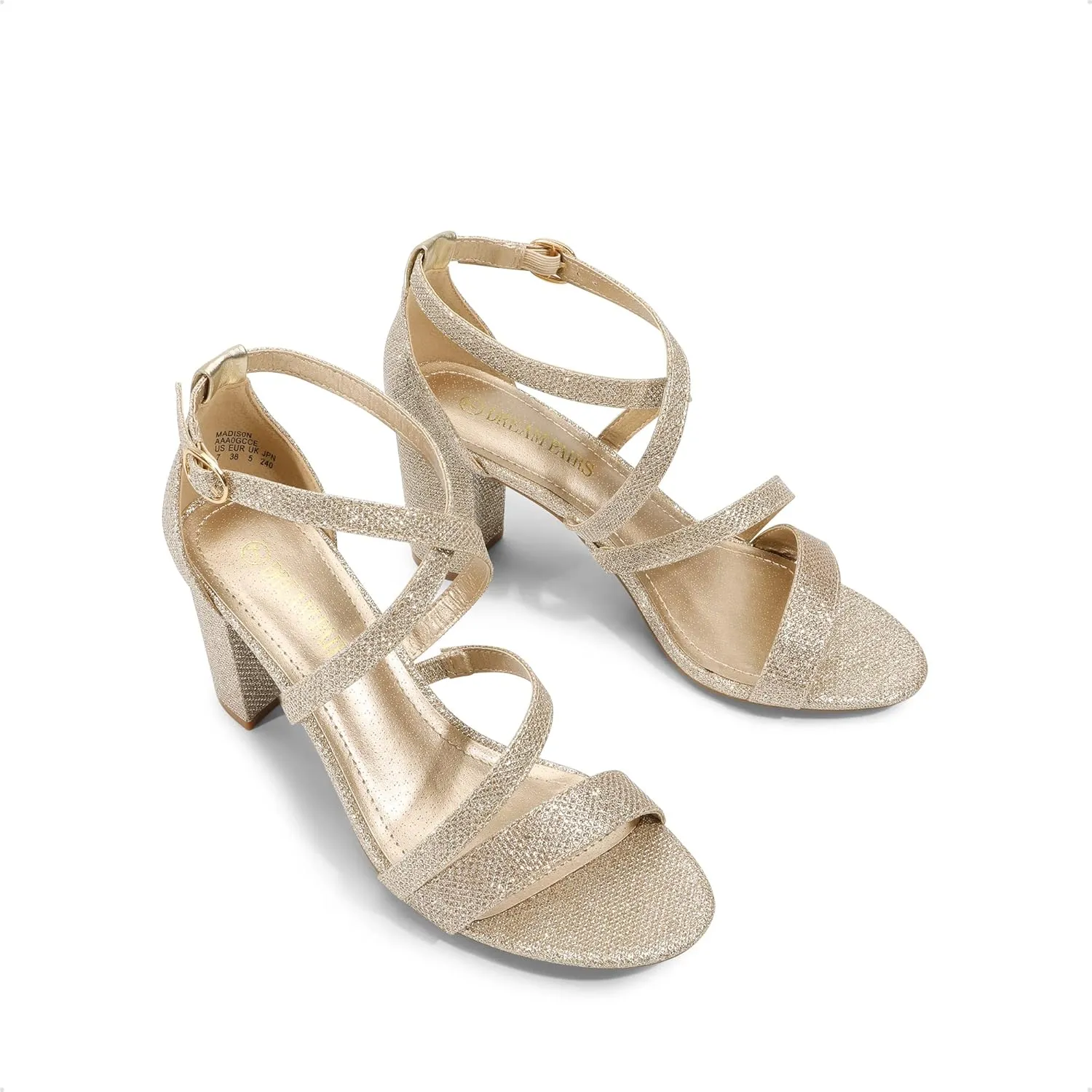 DREAM PAIRS Womens Ankle Strap Dress Pump Low Chunky Heel Sandals