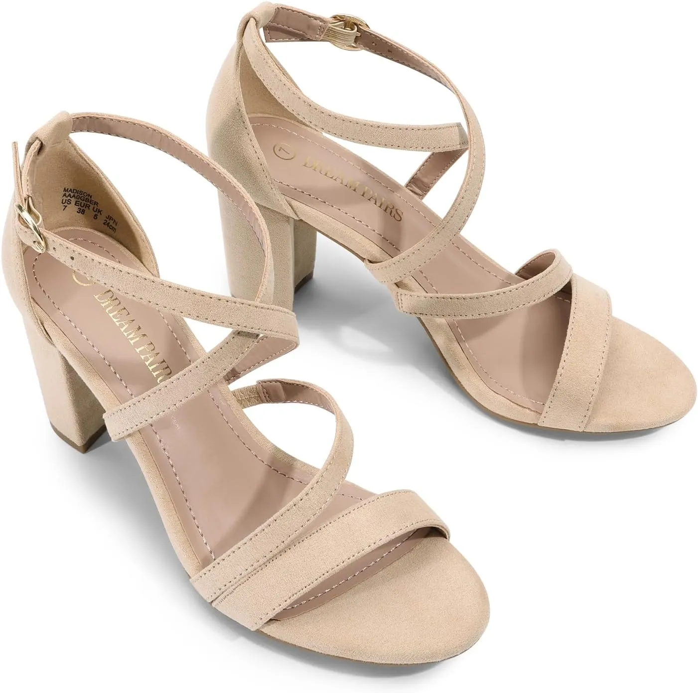 DREAM PAIRS Womens Ankle Strap Dress Pump Low Chunky Heel Sandals