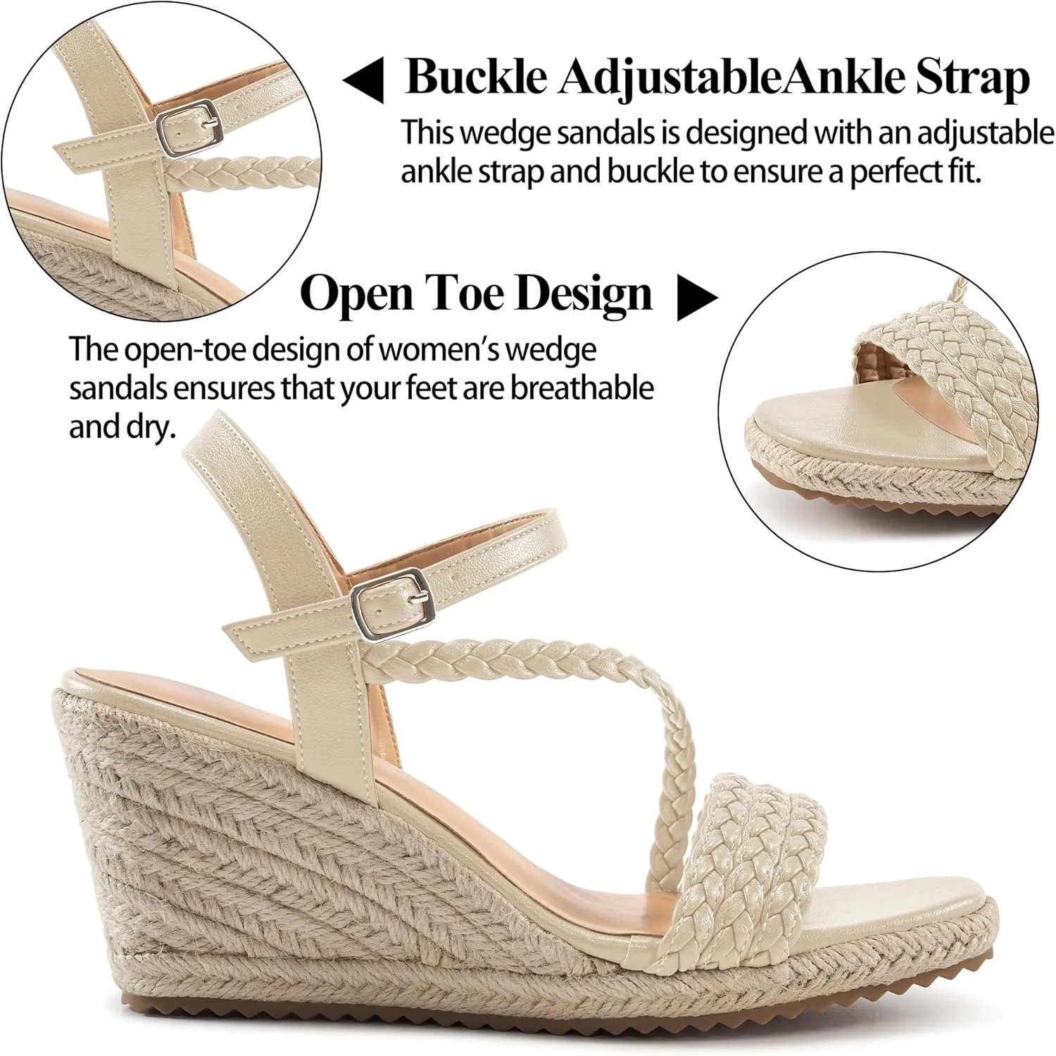 Dressy Wedge Sandals for Women: Comfortable Espadrille Summer Wedding Platform Wedge