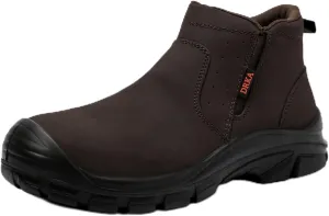 DRKA Men's Slip-On Chelsea Steel Toe Work Boots - Waterproof, Lightweight, Comfortable, and Non-Slip Industrial & Construction Safety Shoes