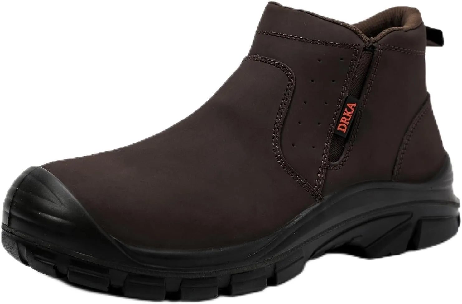 DRKA Men's Slip-On Chelsea Steel Toe Work Boots - Waterproof, Lightweight, Comfortable, and Non-Slip Industrial & Construction Safety Shoes