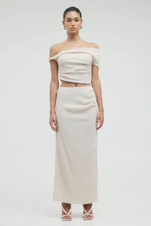 ELECTRIC TUCKED MAXI SKIRT | BONE