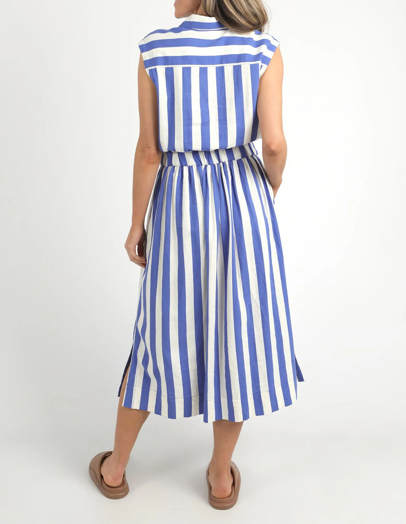Elm Palermo Stripe Dress Royal Blue/Marshmallow Stripe